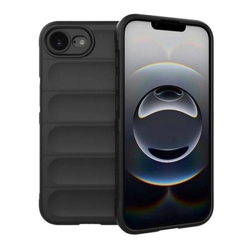 Apple iPhone 16e, Szilikon tok, közepesen ütésálló, 3D minta, fekete