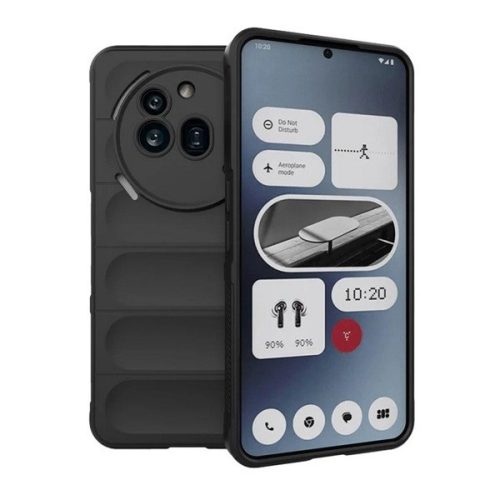 Nothing Phone 3a Pro, Szilikon tok, közepesen ütésálló, 3D minta, fekete