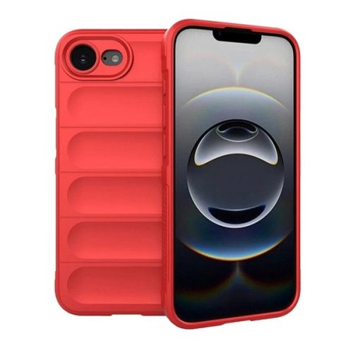 Apple iPhone 16e, Szilikon tok, közepesen ütésálló, 3D minta, piros