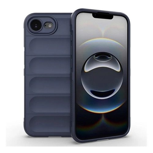 Apple iPhone 16e, Szilikon tok, közepesen ütésálló, 3D minta, sötétkék