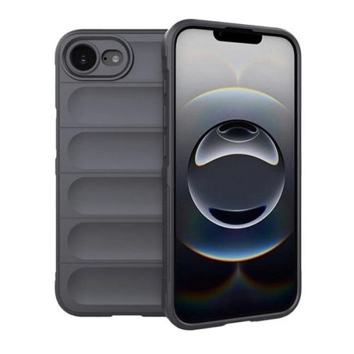 Apple iPhone 16e, Szilikon tok, közepesen ütésálló, 3D minta, sötétszürke