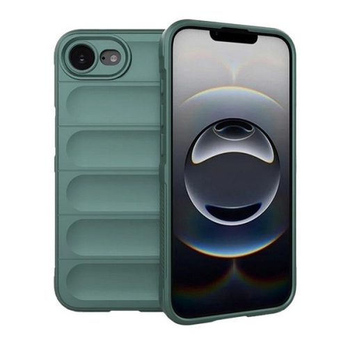 Apple iPhone 16e, Szilikon tok, közepesen ütésálló, 3D minta, sötétzöld