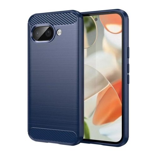 Google Pixel 9a, közepesen ütésálló, szálcsiszolt, karbon minta, sötétkék
