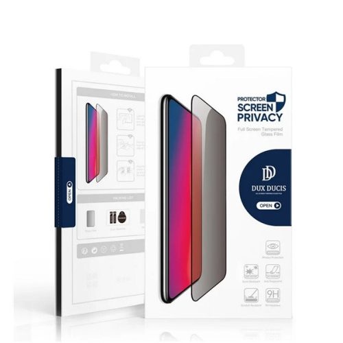 Samsung Galaxy S25 Ultra SM-S938, Kijelzővédő fólia, ütésálló fólia (az íves részre is!), Tempered Glass (edzett üveg), betekintés elleni védelem, Dux Ducis Privacy, fekete