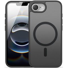   Apple iPhone 16e, Műanyag hátlap védőtok + szilikon keret, közepesen ütésálló, légpárnás sarok, Magsafe kompatibilis, Dux Ducis Yind, áttetsző/fekete