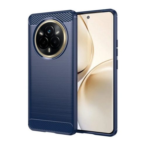 Realme 14 Pro, közepesen ütésálló, szálcsiszolt, karbon minta, sötétkék