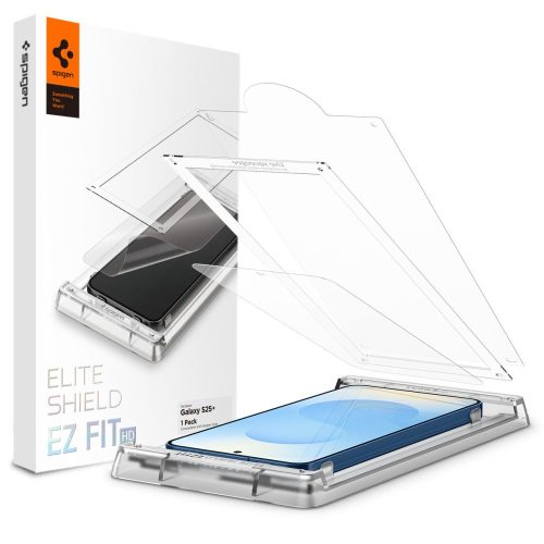 Samsung Galaxy S25 Plus SM-S936, Kijelzővédő fólia, hydrogél fólia (az íves részre NEM hajlik rá!), Spigen Elite Shield Ez Fit HD, Clear