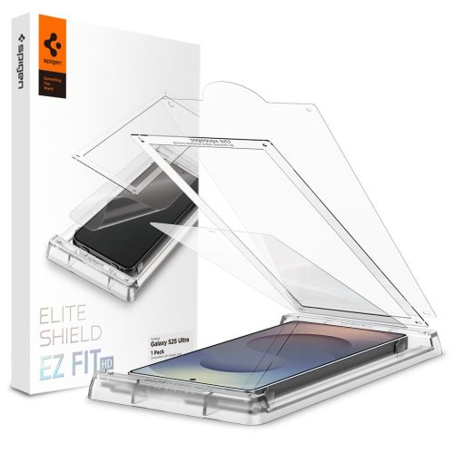 Samsung Galaxy S25 Ultra SM-S938, Kijelzővédő fólia, hydrogél fólia (az íves részre NEM hajlik rá!), Spigen Elite Shield Ez Fit HD, Clear