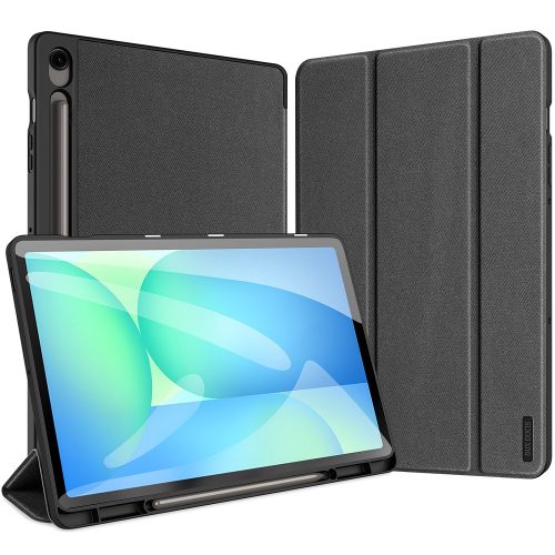 Samsung Galaxy Tab S10 FE Plus (13.1) SM-X620 / X626B, mappa tok, Trifold, érintőceruza tartó, Dux Ducis Domo, fekete