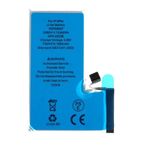 Apple iPhone 16 Pro, Akkumulátor, 3582 mAh, Li-Ion, kompatibilis