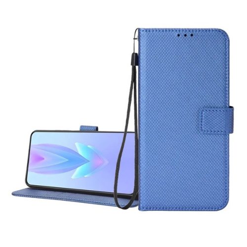 Asus Zenfone 12 Ultra, Oldalra nyíló tok, stand, rombusz minta, csatos, kézpánttal, kék