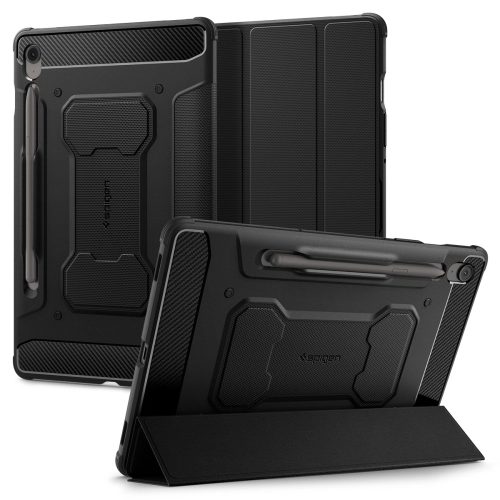 Samsung Galaxy Tab S10 FE Plus (13.1) SM-X620 / X626B, mappa tok, közepesen ütésálló, Spigen Rugged Armor Pro, fekete