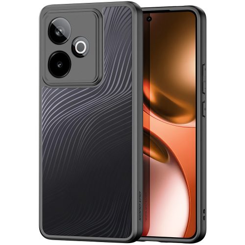 Realme GT7 / GT 7T, Műanyag hátlap védőtok + szilikon keret, hullám minta, Dux Ducis Aimo, áttetsző/fekete