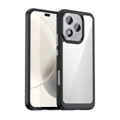   Huawei Honor 400 Lite, Műanyag hátlap védőtok + szilikon keret, közepesen ütésálló, átlátszó hátlap, fekete