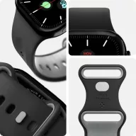   Apple Watch 4-6, SE, SE (2022), SE (2025) (38 / 40 mm) / Watch 7-9 (41 mm) / Watch 10-11 (42 mm), szilikon pótszíj, állítható, Spigen Nano Pop, fekete/szürke