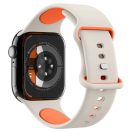 Apple Watch 4-6, SE, SE (2022), SE (2025) (38 / 40 mm) / Watch 7-9 (41 mm) / Watch 10-11 (42 mm), szilikon pótszíj, állítható, Spigen Nano Pop, bézs/narancs