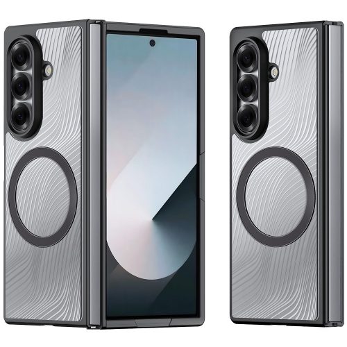 Samsung Galaxy Z Fold7 SM-F966B, Műanyag hátlap védőtok + szilikon keret, Magsafe töltővel kompatibilis, hullám minta, Dux Ducis Aimo Mag, áttetsző/fekete