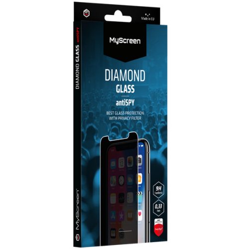 Samsung Galaxy S25 Ultra SM-S938, Kijelzővédő fólia, ütésálló fólia (az íves részre NEM hajlik rá!), Tempered Glass (edzett üveg), MyScreen Diamond Antispy Glass, Clear