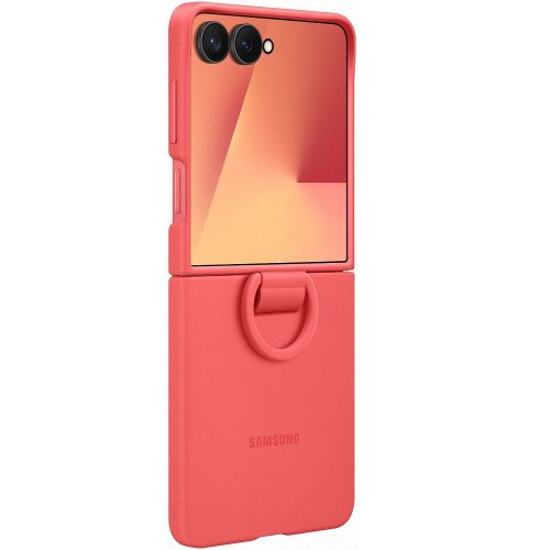 Samsung Galaxy Z Flip7 SM-F766B, Szilikon tok, telefongyűrű, korall, gyári
