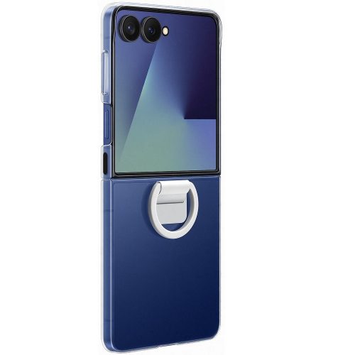 Samsung Galaxy Z Flip7 SM-F766B, Szilikon tok, telefongyűrű, Ring Clear Case, átlátszó, gyári