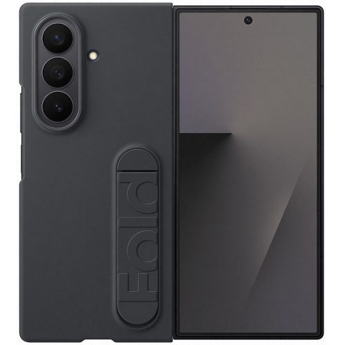Samsung Galaxy Z Fold7 SM-F966B, Szilikon tok, + 2 db kijelzővédő fólia, matt, kitámasztóval, fekete, gyári