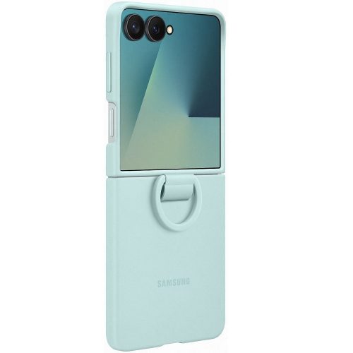 Samsung Galaxy Z Flip7 SM-F766B, Szilikon tok, telefongyűrű, menta, gyári
