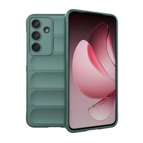 Samsung Galaxy S25 FE SM-S731, Szilikon tok, közepesen ütésálló, 3D minta, sötétzöld