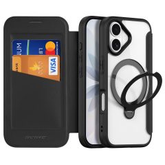   Apple iPhone 17, Oldalra nyíló tok, stand, közepesen ütésálló, kitámasztóval, RFID technológiával, Magsafe kompatibilis, Dux Ducis Skin X Pro Ring Stand Magsafe, fekete