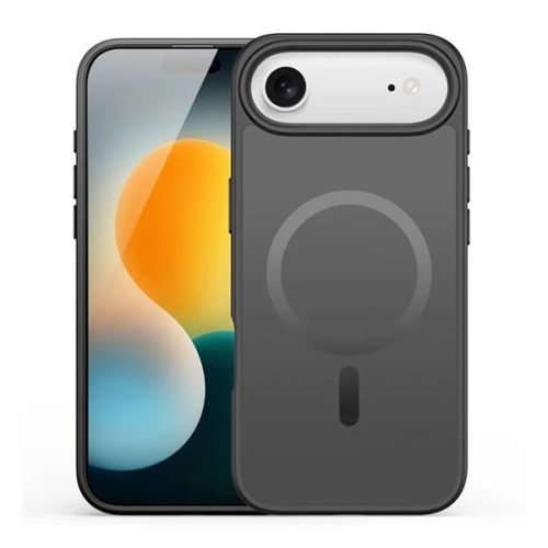 Apple iPhone Air (2025), Műanyag hátlap védőtok + szilikon keret, közepesen ütésálló, légpárnás sarok, Magsafe kompatibilis, Dux Ducis Yind, áttetsző/fekete