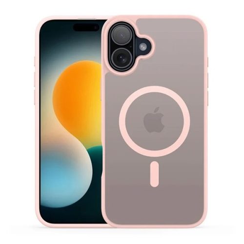 Apple iPhone 17, Műanyag hátlap védőtok + szilikon keret, közepesen ütésálló, légpárnás sarok, Magsafe kompatibilis, Dux Ducis Yind, áttetsző/rózsaszín