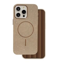   Apple iPhone 17, Műanyag hátlap védőtok + szilikon keret, Magsafe töltővel kompatibilis, csillogó hátlap, barna