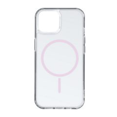   Apple iPhone 17, Műanyag hátlap védőtok + szilikon keret, ultravékony, légpárnás sarok, Magsafe töltővel kompatibilis, átlátszó/rózsaszín