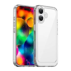   Apple iPhone 17, Műanyag hátlap védőtok + szilikon keret, közepesen ütésálló, átlátszó hátlap, átlátszó