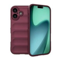   Apple iPhone 17, Szilikon tok, közepesen ütésálló, 3D minta, bordó