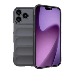  Apple iPhone 17 Pro Max, Szilikon tok, közepesen ütésálló, 3D minta, sötétszürke