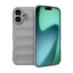   Apple iPhone 17, Szilikon tok, közepesen ütésálló, 3D minta, világosszürke