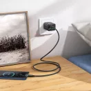 Hálózati töltő adapter, 30W, 2 x USB aljzat, 2 x USB Type-C aljzat, USB Type-C - USB Type-C kábellel, gyorstöltés, PD, GaN, QC 3.0, Hoco N56 Fundador, fekete