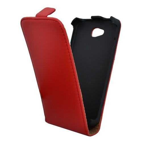 LG L90 D405, Forcell lenyitható bőrtok, Slim Flip, felfelé nyíló - kinyitható, piros