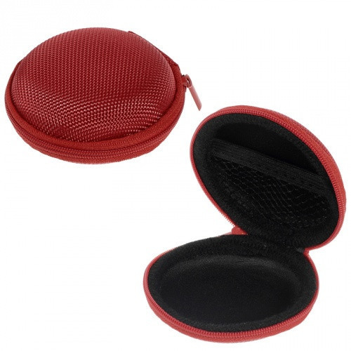 Univerzális fülhallgató tartó / headset tartó, 80 x 30 mm, cipzáros, piros