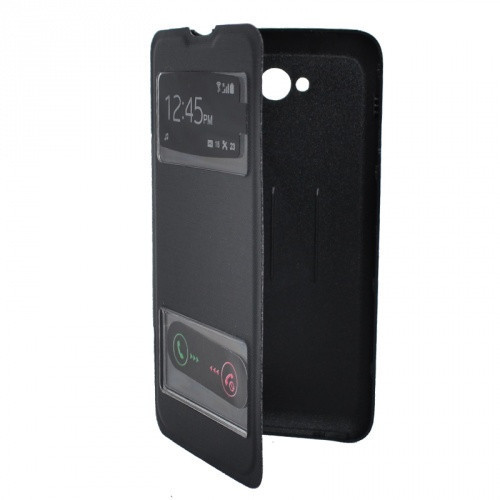 LG L70 D320 / L65 D280, oldalra nyíló tok, hívás mutatóval, fekete