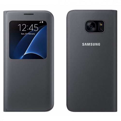Samsung Galaxy S7 Edge SM-G935, Oldalra nyíló tok, hívás mutatóval, fekete, gyári