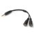 Audió adapter kábel, 3,5 mm jack dugó és 1 x jack aljzat, 1 x mikrofon aljzat, 10 cm, fekete