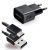 Hálózati töltő adapter, 5V / 2000mA, USB aljzat, USB Type-C kábellel, Samsung, fekete, gyári