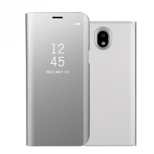 Samsung Galaxy J5 (2017) SM-J530F, Oldalra nyíló tok, hívás mutatóval, Smart View Cover, ezüst (utángyártott)