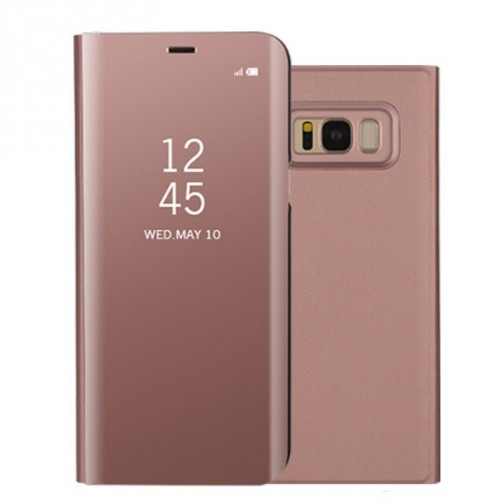 Samsung Galaxy S8 SM-G950, Oldalra nyíló tok, hívás mutatóval, Smart View Cover, vörösarany (utángyártott)
