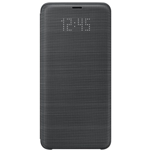 Samsung Galaxy S9 Plus SM-G965, Oldalra nyíló tok, akkufedél, LED kijelzővel, fekete, gyári