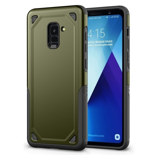 Samsung Galaxy A8 (2018) SM-A530F, Műanyag hátlap védőtok, Defender, közepesen ütésálló, szilikon belsővel, zöld/szürke
