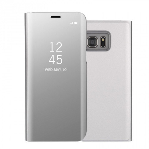 Samsung Galaxy S7 Edge SM-G935, Oldalra nyíló tok, hívás mutatóval, Smart View Cover, ezüst (utángyártott)