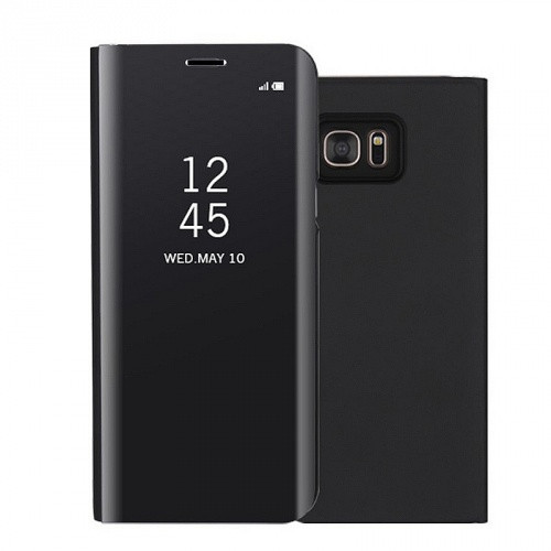 Samsung Galaxy S7 Edge SM-G935, Oldalra nyíló tok, hívás mutatóval, Smart View Cover, fekete (utángyártott)