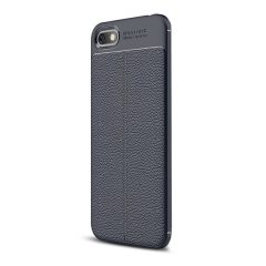   Huawei Y5 Prime (2018) / Honor 7S, TPU szilikon tok, bőrhatású, varrásminta, sötétkék